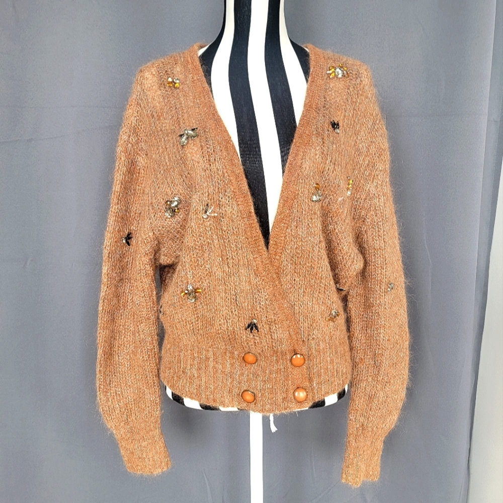 Anthropologie Charlie & Robin Bejewled Mohair Cardigan Sweater
